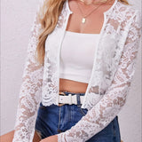 Lace See-Through Long Sleeve Cardigan