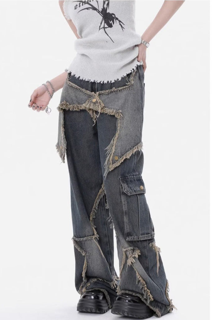 High Waist Wide Leg Workwear Jeans
