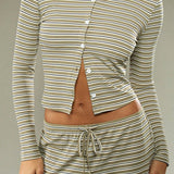 Stripe Button Cord Easy Two Piece Set
