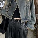 Slim Fit Denim Moto Jacket