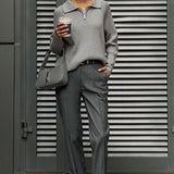 Polo Collar Knit Pullover Sweater