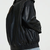 Women Leather Casual Motorcycle Fashion Long Sleeve Lapel Zipper Vintage Streetwear Cropped Jacket Coat