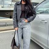 Asymmetric High Waist Straight Jeans