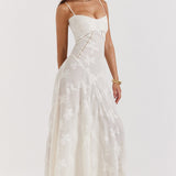 Lace Tie-Strap Romantic Maxi Dress