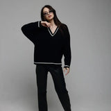 Casual Knit V Neck Sweater