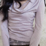Mock Two Piece Draped Lace Knit Top
