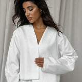 Solid V-neck Cardigan Tapered Two Piece Set