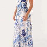 Off Shoulder A-line Maxi Floral Dress