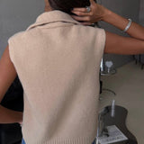 Solid Color Knit Vest Sweater