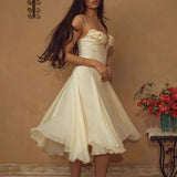 Deep V 3D Floral Sheer Midi Party Dress