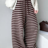 Striped Knit Thickened Casual Pants