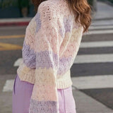 Colorblock V Neck Knit Sweater