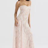 Lace Tie-Strap Romantic Maxi Dress