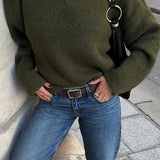 Plain Ribbed Long Sleeve Sweater