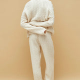 Solid Cable Knit Cozy Cuffed Ankle Pants
