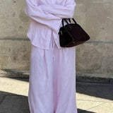 Cotton Loose Long Sleeve Shirt Pants Two Piece Set