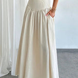 Ruffled High Waist A Line Belted Side Pocket Elegant Skirt