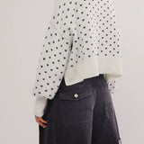 Cropped Butterfly Pattern Sweater