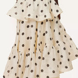 Tiered Ruffle Polka Dot Midi Skirt