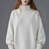 Solid High Neck Loose Knit Sweater