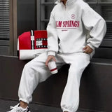 Letter Print Half Zip Hoodie