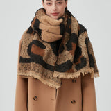 Thick Loop Knit Leopard Pattern Scarf