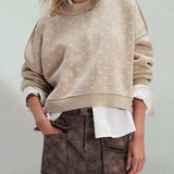 Cropped Butterfly Pattern Sweater