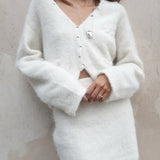 Elegant Ribbed Knit Two Piece Skirt Set