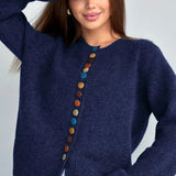 Color Button Knit Cardigan Sweater
