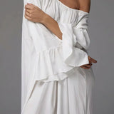 Solid Loose Slouchy Flared Hem Maxi Dress