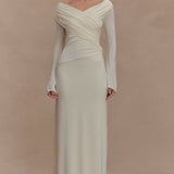 V-Neck Slim Fit Ruched Maxi Dress