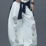 Ripped Lace Patchwork Relaxed Jeans