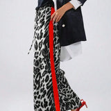 Chic Leopard Print Relaxed Wide Leg Pants