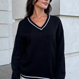 Casual Knit V Neck Sweater