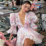 Puff Sleeve Mini Floral Dress