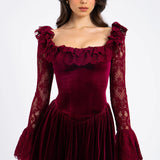 Velvet Bell Sleeve Bodycon Dress