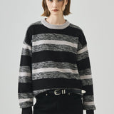 Loose Fit Round Neck Striped Sweater