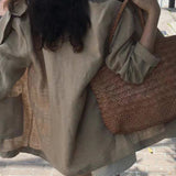 Retro Khaki Linen Blazer