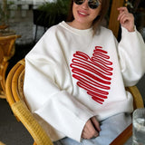 Red Heart Line Knit Sweater