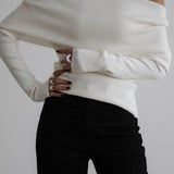 One Shoulder Fitted Knit Sweater