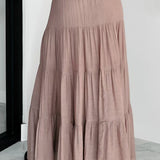 Boho Chic High Waisted Contrast Drawstring A Line Maxi Skirt