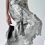Washed Ripped Wide Leg Jeans