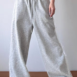 Lace Trim Wide Leg High Waist Pants