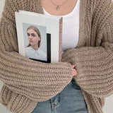 Chic Oversized Lantern Sleeve Cardigan