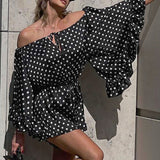 Polka Dot Off-Shoulder Ruffle Mini Dress