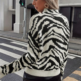 Zebra Print Loose Knit Sweater