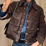 Single-Breasted Suede Jacket