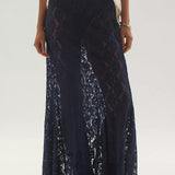 Chic Sheer Embroidered Lace Maxi Skirt