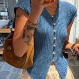 Knitted V-Neck Cropped Cardigan