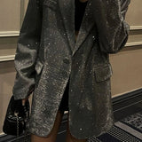 Chic Single-Breasted Sequin Blazer